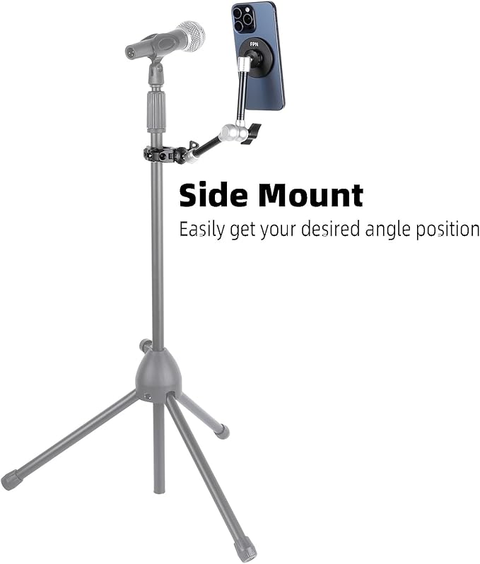 All-Metal Magnetic Phone Holder with Super Clamp&10″ Long Arm for Magsafe, Adjustable Rear View Mirror Phone Holder Mount for Car/Truck/Handlebar, Compatible with iPhone 16 15 14 13 12 Series