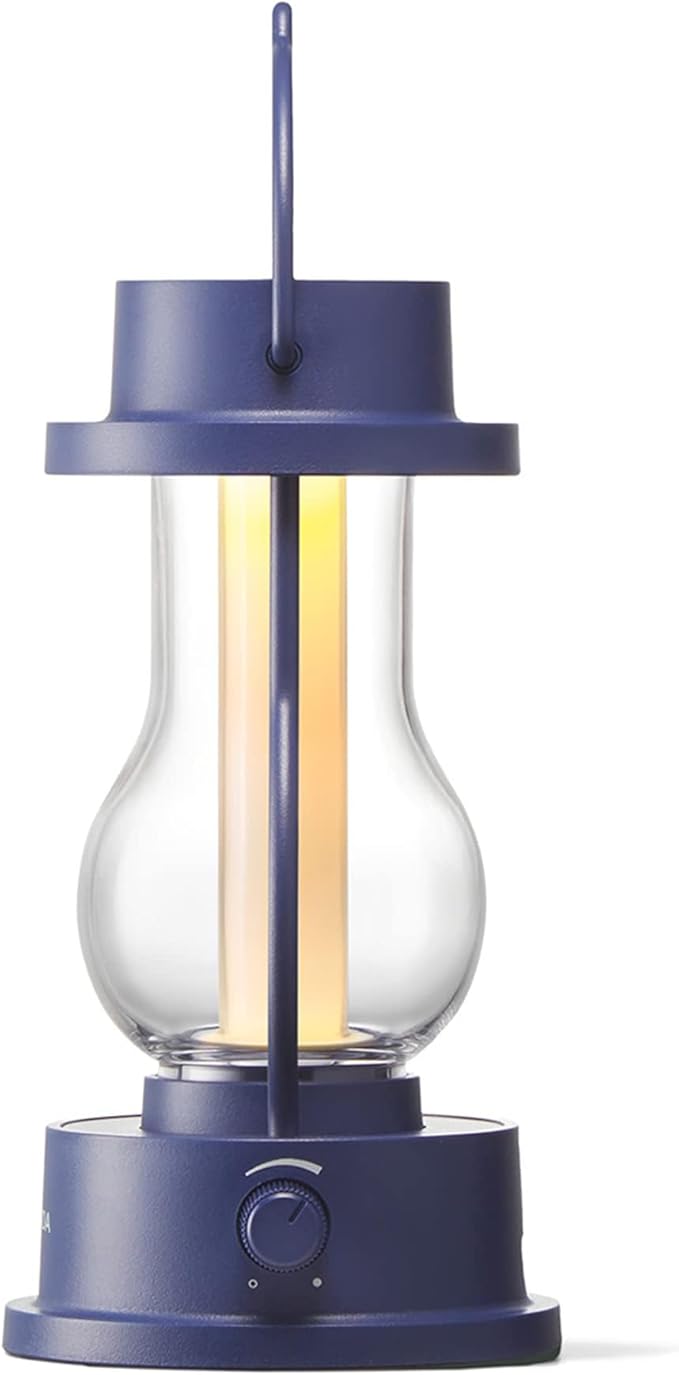 BALMUDA The Lantern | Rechargeable LED Lantern | 3 Light Modes: Candle, Amber, & Warm White | Battery Operated | Lightweight | Water-Resistant | US Version | Navy