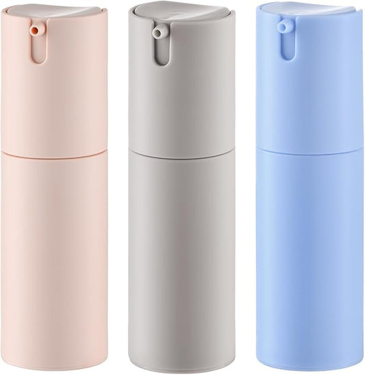 1 oz Airless Pump Bottles, Travel Lotion Container, Skincare Containers for Moisturizer(Plastic, Multicolor, 3Pcs)