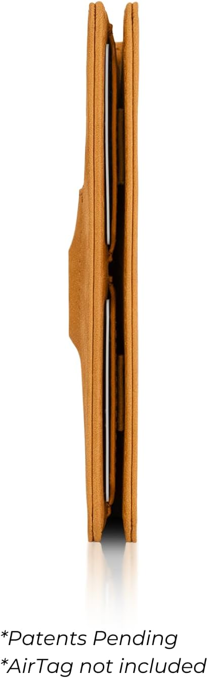 Kings Loot Passport Holder Wallet – RFID Blocking Leather Travel Wallet with Built-in Airtag Holder – Holds 1-6 Cards & Passport – Easy Pull Tab – Slim & Stylish Wallets (Cognac)