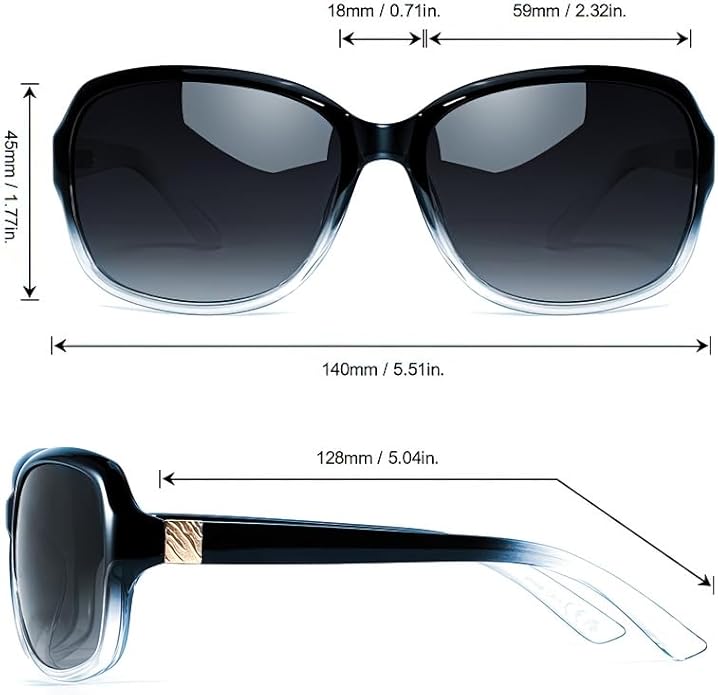 SIPHEW Polarized Sunglasses for Women | Vintage Square Sunglasses w UV400 Protection | Womens Wraparound Shade