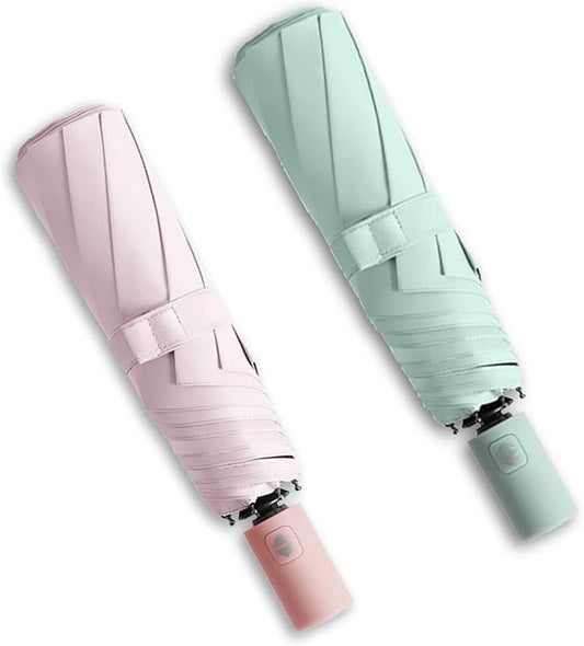 BAODINI Small UV Protection Travel Umbrella Compact for Rain and Sun UPF 50+ Windproof Portable 42 inch Umbrella for Women and Men