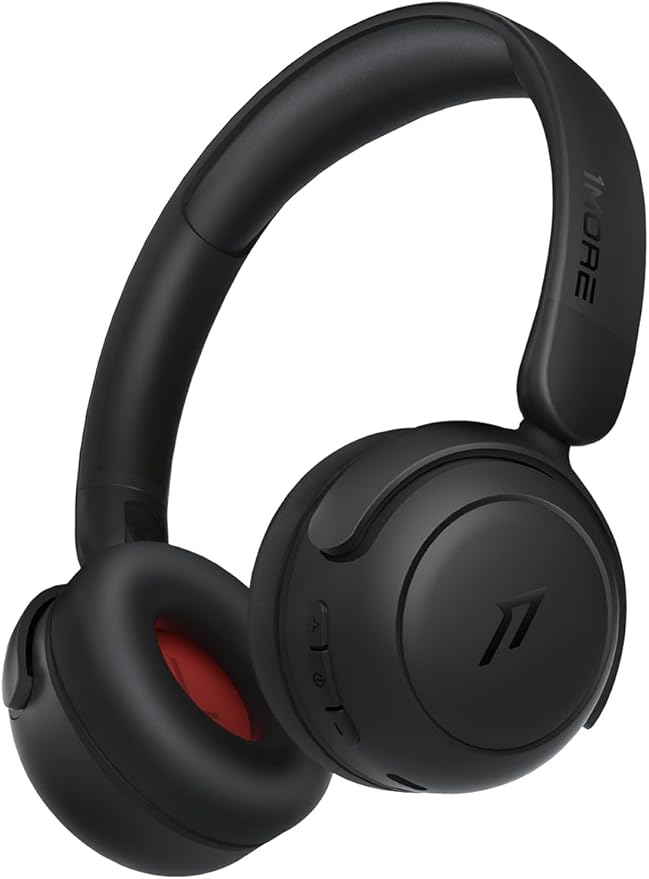 1MORE HQ20 Wireless On-Ear Headphones with Microphone, 85dB Safe Volume, 65H Playtime, Lightweight Foldable Bluetooth Headphones for School/Travel, Android and iOS Compatible, Black