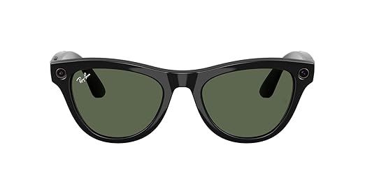 Ray-Ban Meta (Gen 1), Skyler, Shiny Black | Smart AI Glasses for Men, Women — 12 MP Ultra-Wide Camera, Open-Ear Speakers for Audio, Video Recording and Bluetooth — Green Lenses — Wearable Technology