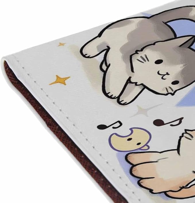 Kitten Passport Holder for Travel Music Cat Star PU Leather Passport Cover Wallet Cute Passport Card Holder for Women and Men