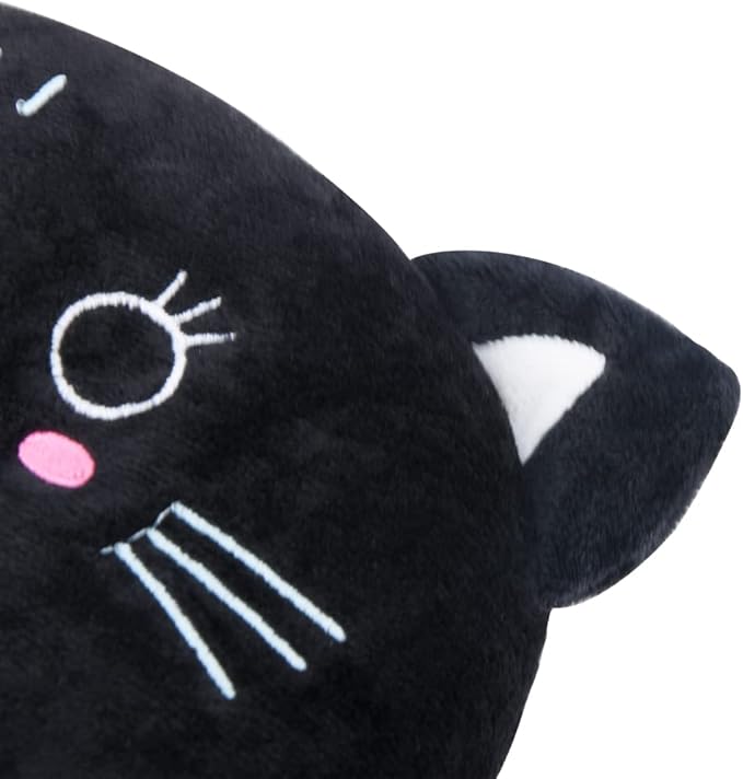 EKDJKK Travel Pillow for Kids, Cute Animal Neck Pillow Support U Shaped Cushion Plush Soft Rest Reading Pillow Sleeping Pillow for Airplane Train Car (Black Cat)