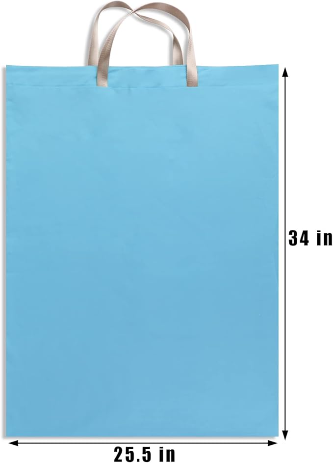 LOLOMLO Extra Large Canvas Laundry Bags with Handles & Drawstring Closure, Heavy Duty Tears Resistant Clothes Storage Travel Bags,25.5"x34",Sky Blue