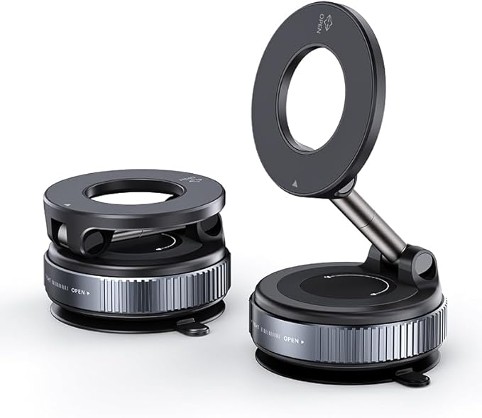 360-Degree Rotating Magnetic Car Phone Mount, Universal Dashboard Holder with Vacuum Suction Base, Strong Magnet for Mobile Devices