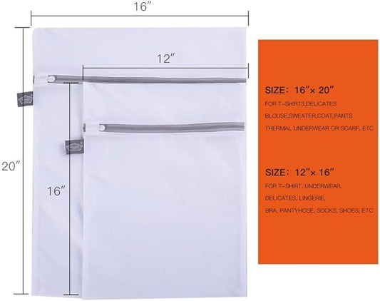 Kimmama Set of 2 Delicates Laundry Bags,Durable Zipper Mesh Laundry Bag,Bra Fine Mesh Wash Bag,Keep Cloth Shape in the Washer