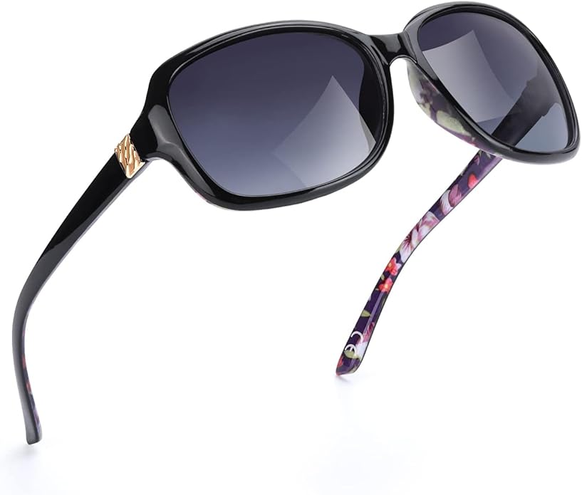 SIPHEW Polarized Sunglasses for Women | Vintage Square Sunglasses w UV400 Protection | Womens Wraparound Shade