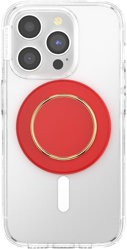 PopSockets Phone Grip for MagSafe with Kickstand, Magnetic Stand, Swappable Top, Secure Hold for iPhone MagSafe Cases, Phone & Tablet Grip - Enamel Rosso