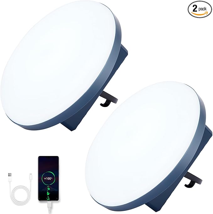 Camping Lights 2Pack, Portable Camping Lantern Rechargeable, Lanterns for Power Outages, Tent Lights with Magnet, Cordless Work Light, Waterproof Emergency Light for Outdoor, Hurricane, Survival Kits