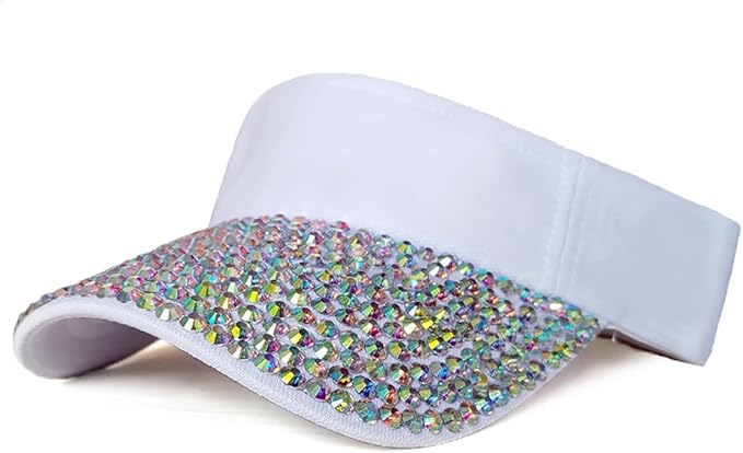 Sparkle Glitter Summer Rhinestone UPF 50+ Bling Ladies Sun Visor for Women Outdoor Sports Fashion Golf Hat