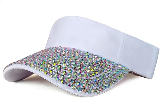 Sparkle Glitter Summer Rhinestone UPF 50+ Bling Ladies Sun Visor for Women Outdoor Sports Fashion Golf Hat