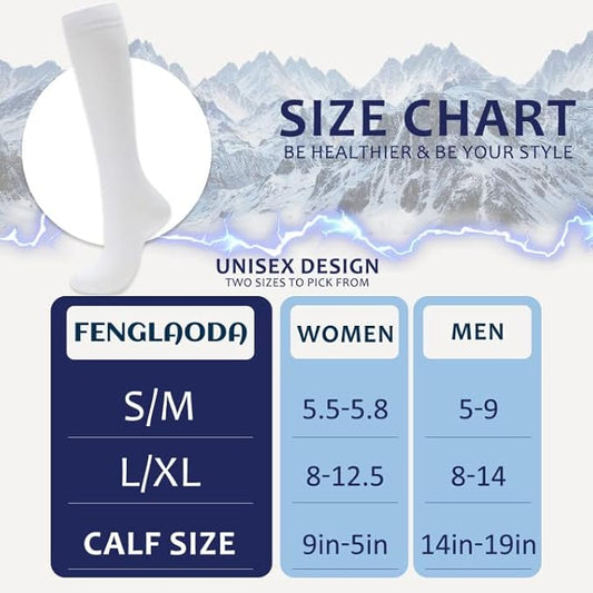 fenglaoda 8 Pairs Compression Socks for Men & Women 20-30 mmHg Knee High Nurse Pregnant Running Medical and Travel Athletic