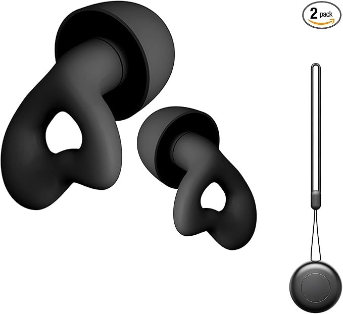 Ear Plugs for Sleeping Noise Cancelling Sleep Earplugs Reusable Silicone Hearing Protection Earplug, 45dB Noise Reduction, 4 Sized Earplug with Case, Apply to Live Events, Musicians, Sports(Black)