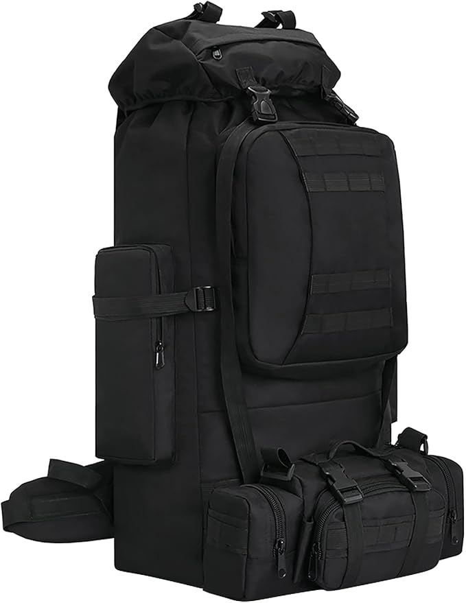 HongXingHai 100L Camping Hiking Backpack,Molle military Tactical rucksack backpack,Waterproof Lightweight Hiking Backpack (Black)