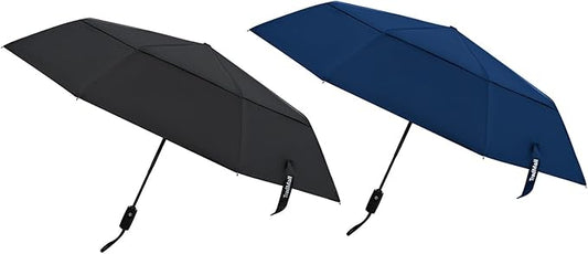 TradMall 2 Pack Travel Umbrella, Double Vented Canopy Windproof Automatic Strong Compact Folding Umbrellas for Rain Women and Men