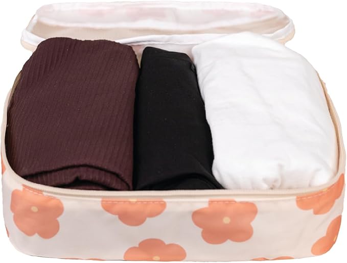 Jadyn Packing Cubes for Travel, 6-Piece Large Packing Cube Organizer Set for Suitcase, Duffel Bag, Luggage, Multiple Sizes Travel Essentials (Daisy)