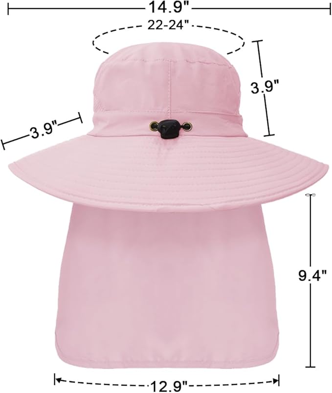Outdoor Sun Hats with Stowable Neck Flap for Men Women UPF 50+ Mesh Summer Bucket Hat Wide Brim for Fishing Safari Hiking