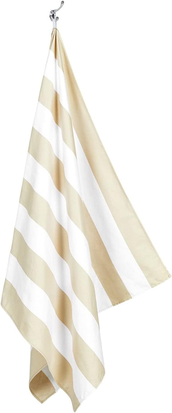 Dock & Bay Beach Towel - Quick Dry, Sand Free - Compact, Lightweight - 100% Recycled - Includes Bag - Cabana Light - Bora Bora Beige - Large (160x90cm, 63x35)