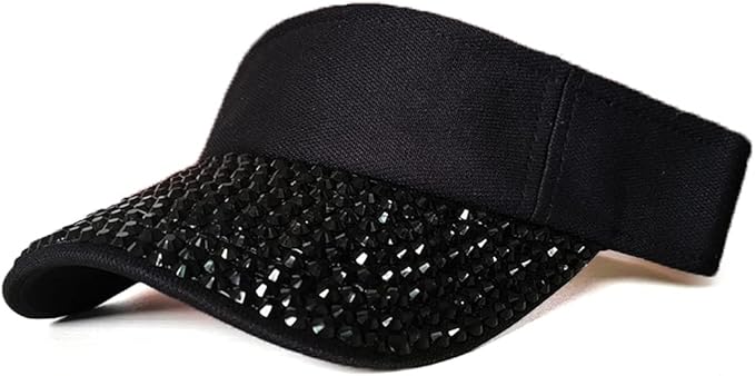 Sparkle Glitter Summer Rhinestone UPF 50+ Bling Ladies Sun Visor for Women Outdoor Sports Fashion Golf Hat