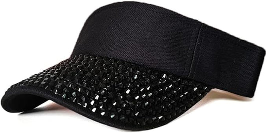 Sparkle Glitter Summer Rhinestone UPF 50+ Bling Ladies Sun Visor for Women Outdoor Sports Fashion Golf Hat