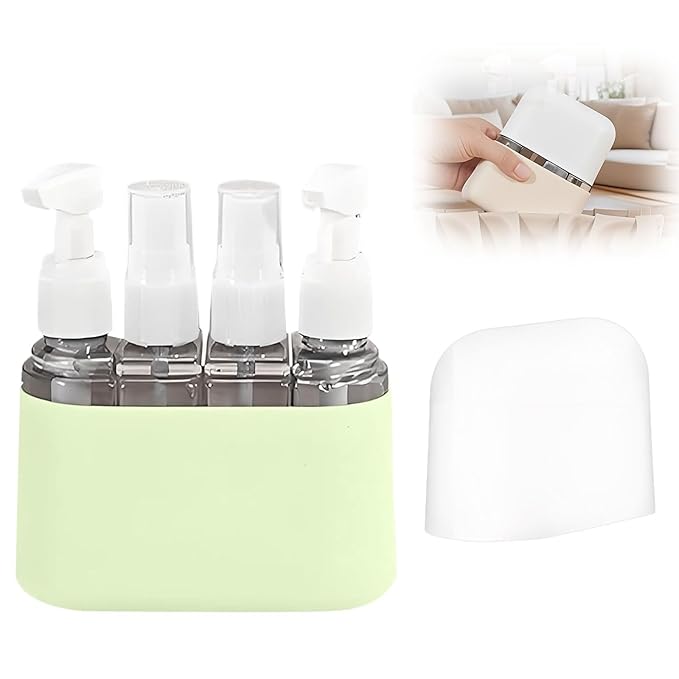 Mini Shampoo Dispenser, Portable Travel Bottle Set, Leak Proof Containers with Labels,Reusable Travel Bottles for Toiletries,Airplane Accessories for Women Men (C-Green)