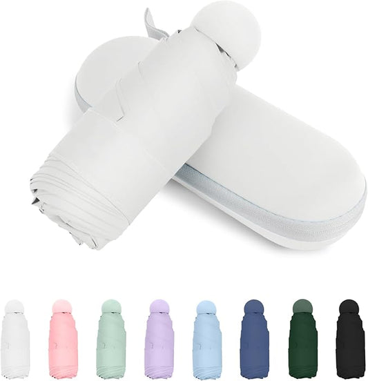 Compact Travel Umbrella, Small Pocket Mini Umbrella for Purse Wallet, UV Sun Rain Umbrellas for Backpack, Portable Folding Umbrellas for Women Kids