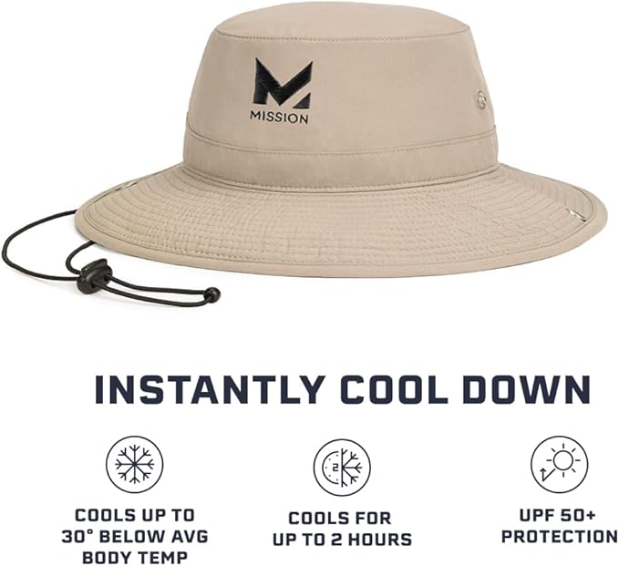 MISSION Cooling Bucket Hat - Unisex Wide-Brim Hat for Men & Women - Lightweight, Foldable & Durable - Cools Up to 2 Hours