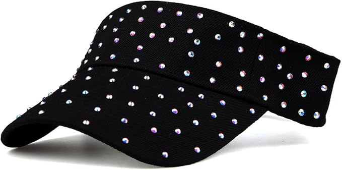 Sparkle Glitter Summer Rhinestone UPF 50+ Bling Ladies Sun Visor for Women Outdoor Sports Fashion Golf Hat