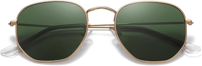 MEETSUN Polarized Hexagon Sunglasses for Women Men Polygon Square Sun Glasses UV400 Protection Metal Frame