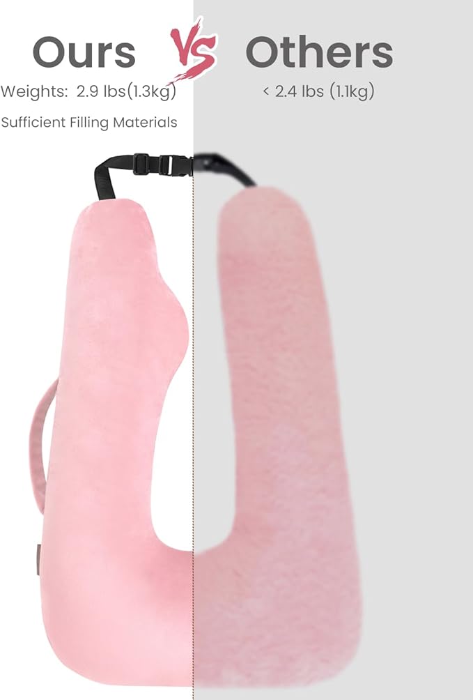 Car Travel Pillow for Kids Adults, Raised Padding Head and Neck Support Car Seat Sleeping Pillow for Toddlers, Portable U Shaped Body Pillow for Car Seat On Road Trip (Magenta)