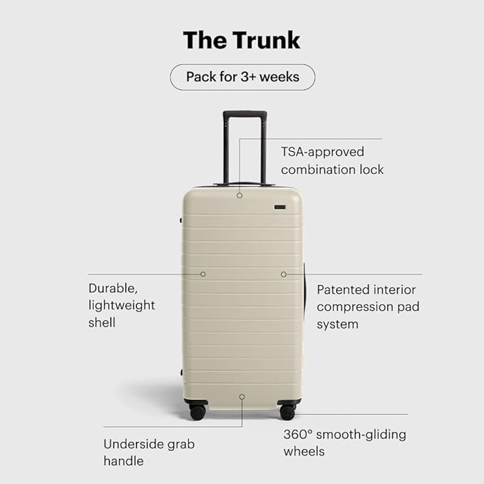 Away Large Trunk Luggage, 31 Inch Hardside Suitcase with Spinner Wheels, Lightweight & Durable, TSA Lock, Ideal for Long Trips, Salt White Matte