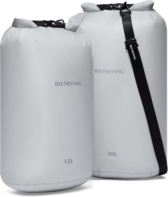 Bee Nesting Ultralight Dry Bag Set for Backpacking, Waterproof Dry Sack for Camping, Hiking, Motorcycle, Lightweight Stuff Sack Set of 3 Pack