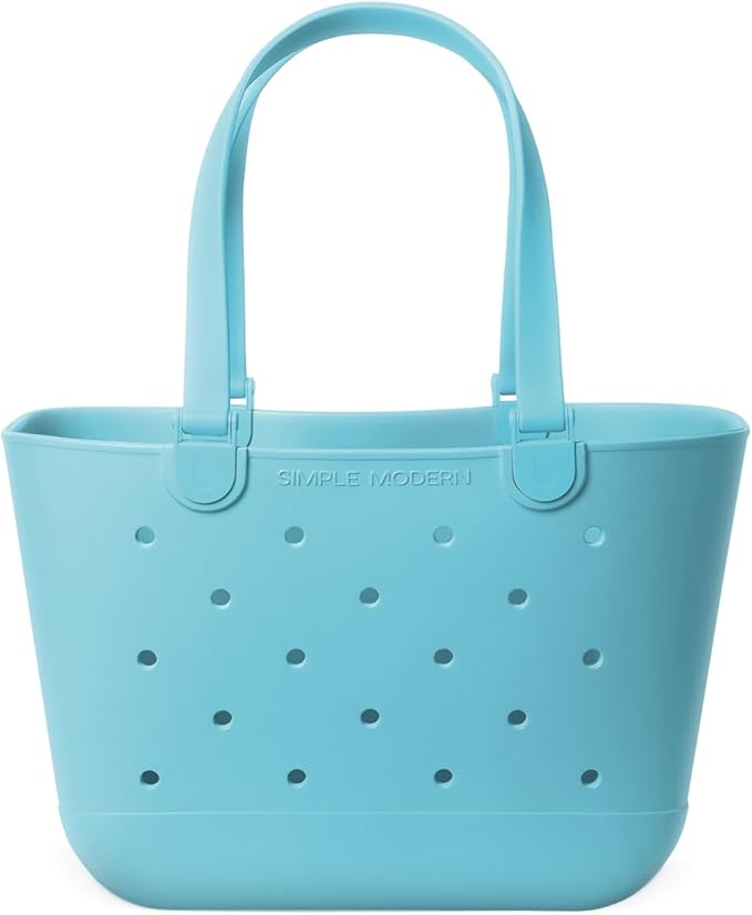 Simple Modern Large Beach Bag | Waterproof Getaway Rubber Tote with Zipper Pocket for Travel, Pool, Boat, Groceries, Sports | Nantucket Tides