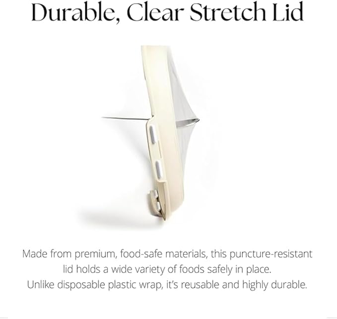 Crudités | Portable Snack Tray | Rectangle 4-Pack | Cream White | Reversible Stretch Lid Food Containers | BPA-Free, Freezer & Dishwasher Safe | Meal-Prep, Charcuterie, Salads, Picnic, Travel