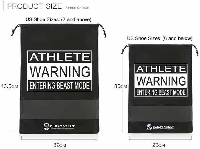 Generic Cleat Vault Fully Charged | High-Performance Sports Travel Shoe Storage Bag w/Motivation, Black