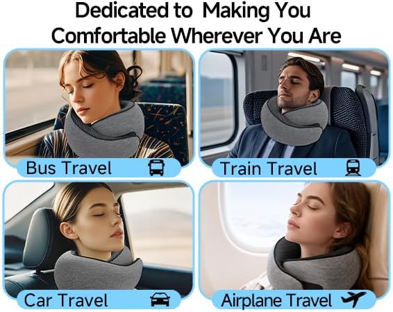 Travel Pillows for Airplanes,360° Support Stowable Travel Pillow, Neck Pillow Airplane with Memory Foam Portable Travel Neck Pillow for Traveling, Suitable for Airplanes, Offices, and Cars