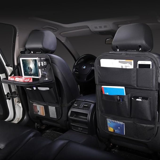 Generic Car Back Seat Organizer, Foldable Rear Seat Storage Bag with Tablet Holder, for 2017-2018 Hyundai Elantra, Black, heiseB＋1