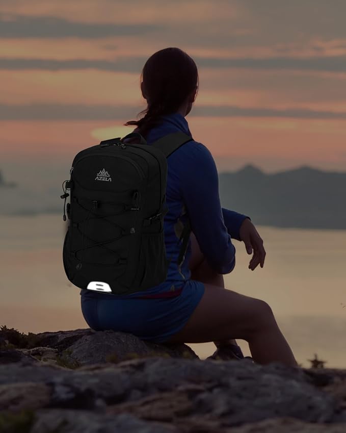 20L Small Waterproof Hiking Backpack with Chest Strap for Men, Lightweight Outdoor Daypack, Black