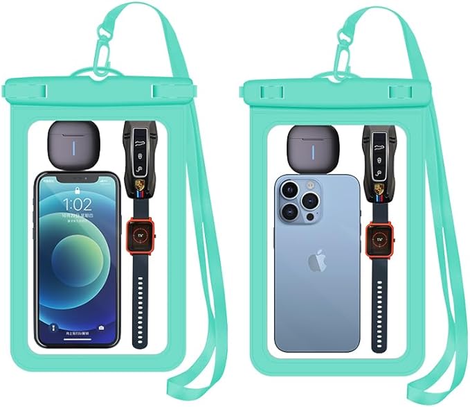 [Up to 8.9" 2 Pack Waterproof Phone Pouch Case,Waterproof Phone Bag for iPhone 17 16 15 14 13 Pro Max Plus Galaxy S25 S24 Ultar Plus+,IPX8 Cellphone Dry Bag Beach Travel Essentials-Green