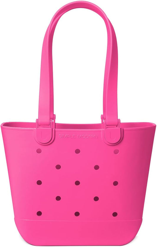 Simple Modern Medium Beach Bag | Waterproof Getaway Rubber Tote with Zipper Pocket for Travel, Pool, Boat, Groceries, Sports | Malibu