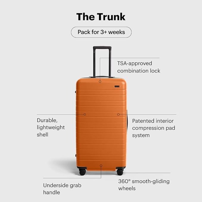 Away Large Trunk Luggage, 31 Inch Hardside Suitcase with Spinner Wheels, Lightweight & Durable, TSA Lock, Ideal for Long Trips, Sorbet Orange