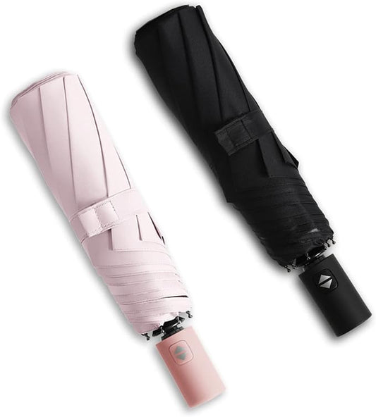 BAODINI Small UV Protection Travel Umbrella Compact for Rain and Sun UPF 50+ Windproof Portable 42 inch Umbrella for Women and Men