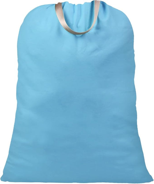LOLOMLO Extra Large Canvas Laundry Bags with Handles & Drawstring Closure, Heavy Duty Tears Resistant Clothes Storage Travel Bags,25.5"x34",Sky Blue