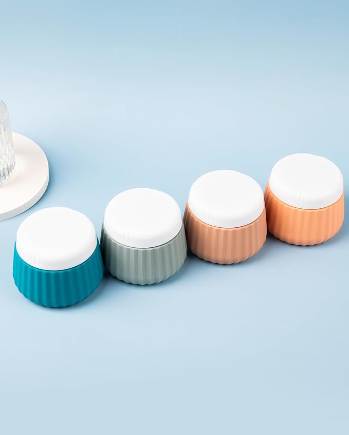 Travel Containers for Toiletries 4 Pack, TSA Approved Travel Size Toiletries, Travel Size Containers, With Clear Bag Leak Proof Silicone Jars, Travel Essentials Creams Jars Carrying Small Items