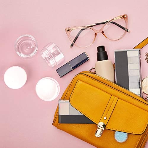 SATINIOR 12 Pack 2 oz Plastic Container Jars with Lids Round Clear Travel Cosmetic Container Slime Jars for Toiletries, Lotion, Cream, Ointments, Makeup, Rhinestone, Samples, Kitchen Storage(Clear)