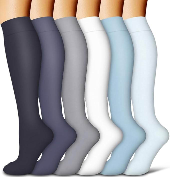 Copper Compression Socks for Women and Men(6 Pairs)-Best Support for Running, Athletic, Nursing, Travel