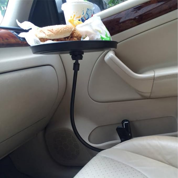 Car Interior Table, Car Cup Food Holder Clip-on Beverage Snacks Storage Swivel Tray Folding Dining Table, Clip-on Food Holder